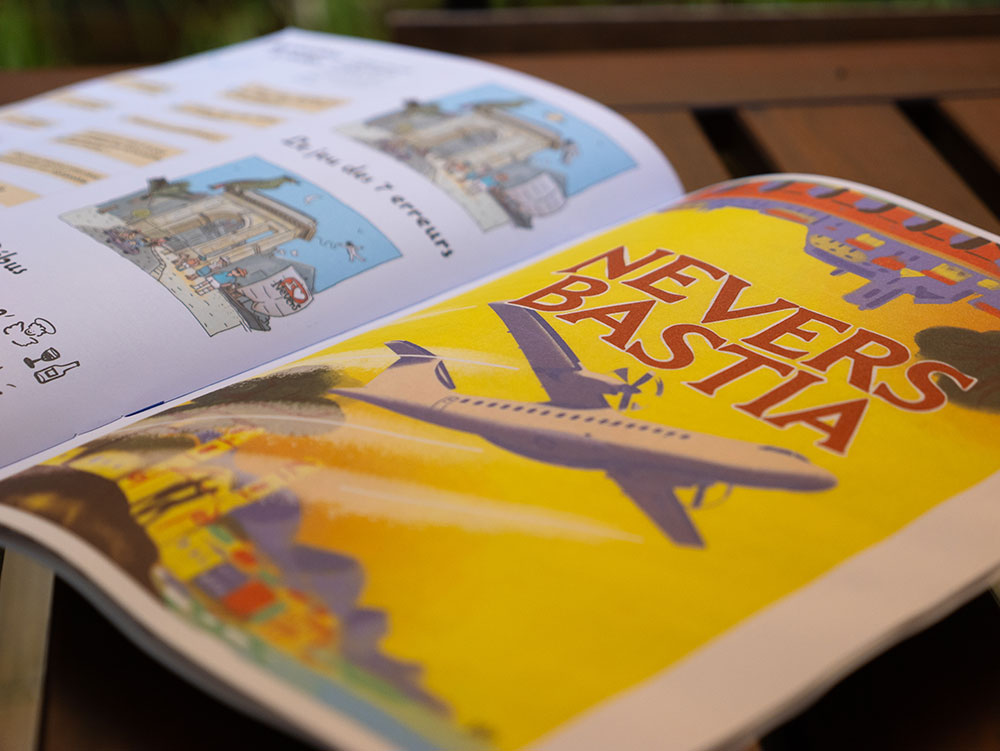 La fausse affiche de voyage Nevers Bastia dans le Cahier de Vacances